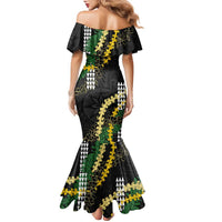 Hawaii Aloha Kakau Family Matching Mermaid Dress and Hawaiian Shirt Puakenikeni and Maile Lei Twist LT7 - Polynesian Pride