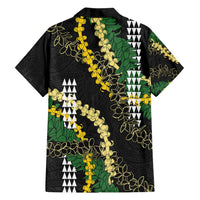Hawaii Aloha Kakau Family Matching Off Shoulder Maxi Dress and Hawaiian Shirt Puakenikeni and Maile Lei Twist LT7 - Polynesian Pride