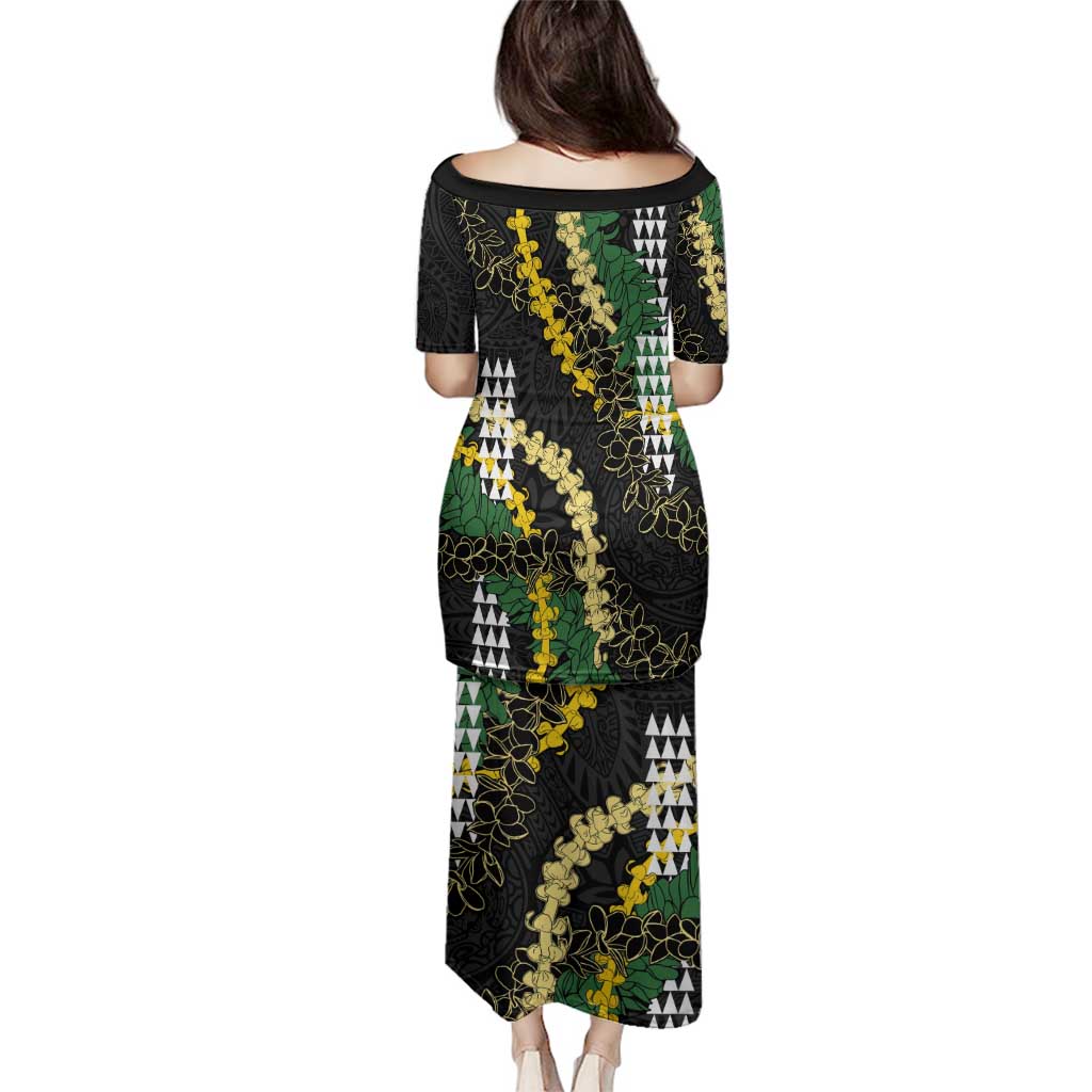 Hawaii Aloha Kakau Family Matching Puletasi and Hawaiian Shirt Puakenikeni and Maile Lei Twist LT7 - Polynesian Pride