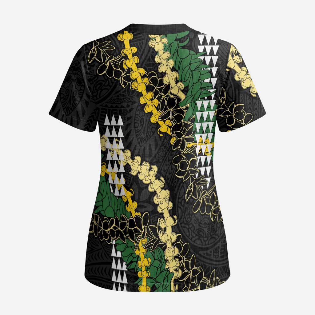 Hawaii Aloha Kakau Scrub Top Puakenikeni and Maile Lei Twist LT7 - Polynesian Pride