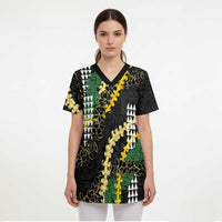 Hawaii Aloha Kakau Scrub Top Puakenikeni and Maile Lei Twist LT7 - Polynesian Pride
