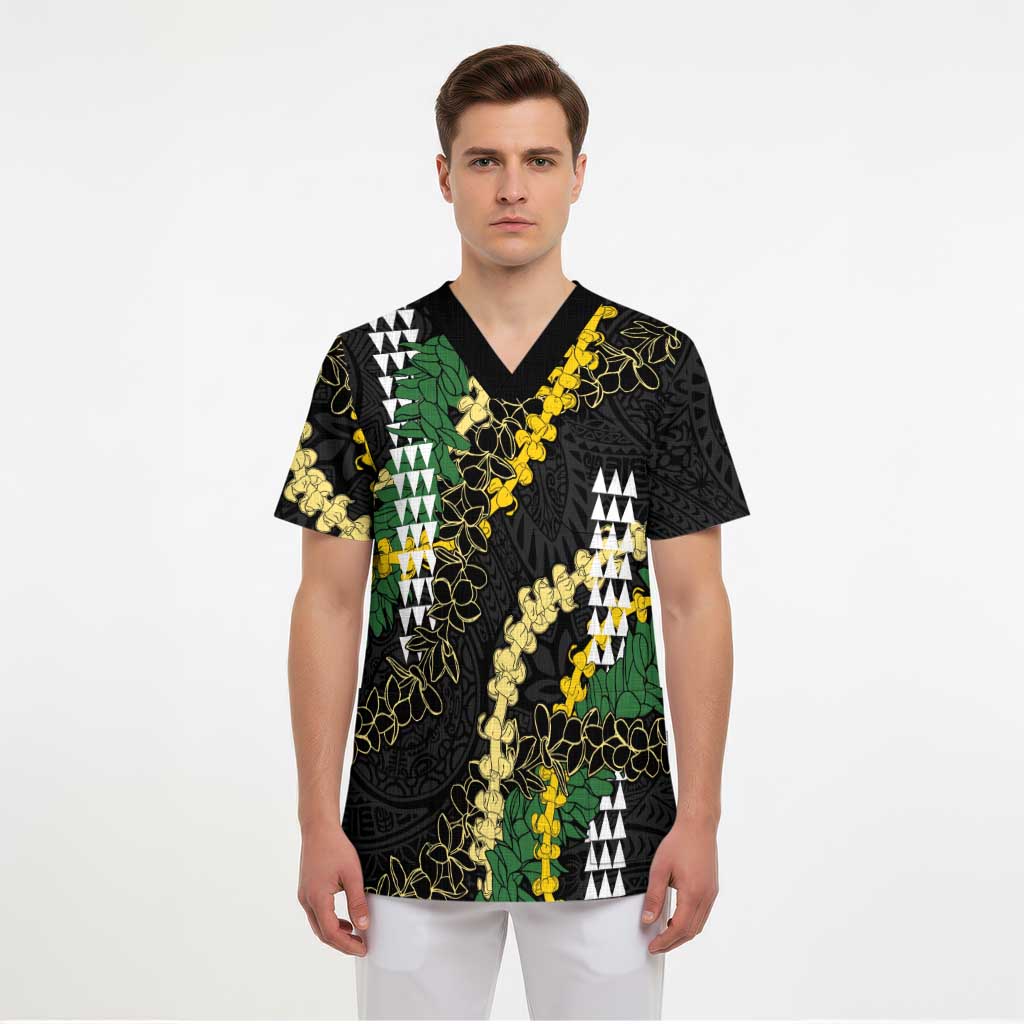 Hawaii Aloha Kakau Scrub Top Puakenikeni and Maile Lei Twist LT7 - Polynesian Pride