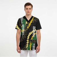 Hawaii Aloha Kakau Scrub Top Puakenikeni and Maile Lei Twist LT7 - Polynesian Pride