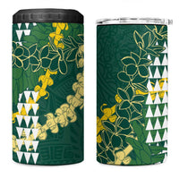 Hawaii Aloha Kakau 4 in 1 Can Cooler Tumbler Green Puakenikeni and Maile Lei Twist LT7 One Size: 16 oz Green - Polynesian Pride