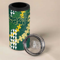Hawaii Aloha Kakau 4 in 1 Can Cooler Tumbler Green Puakenikeni and Maile Lei Twist LT7 - Polynesian Pride