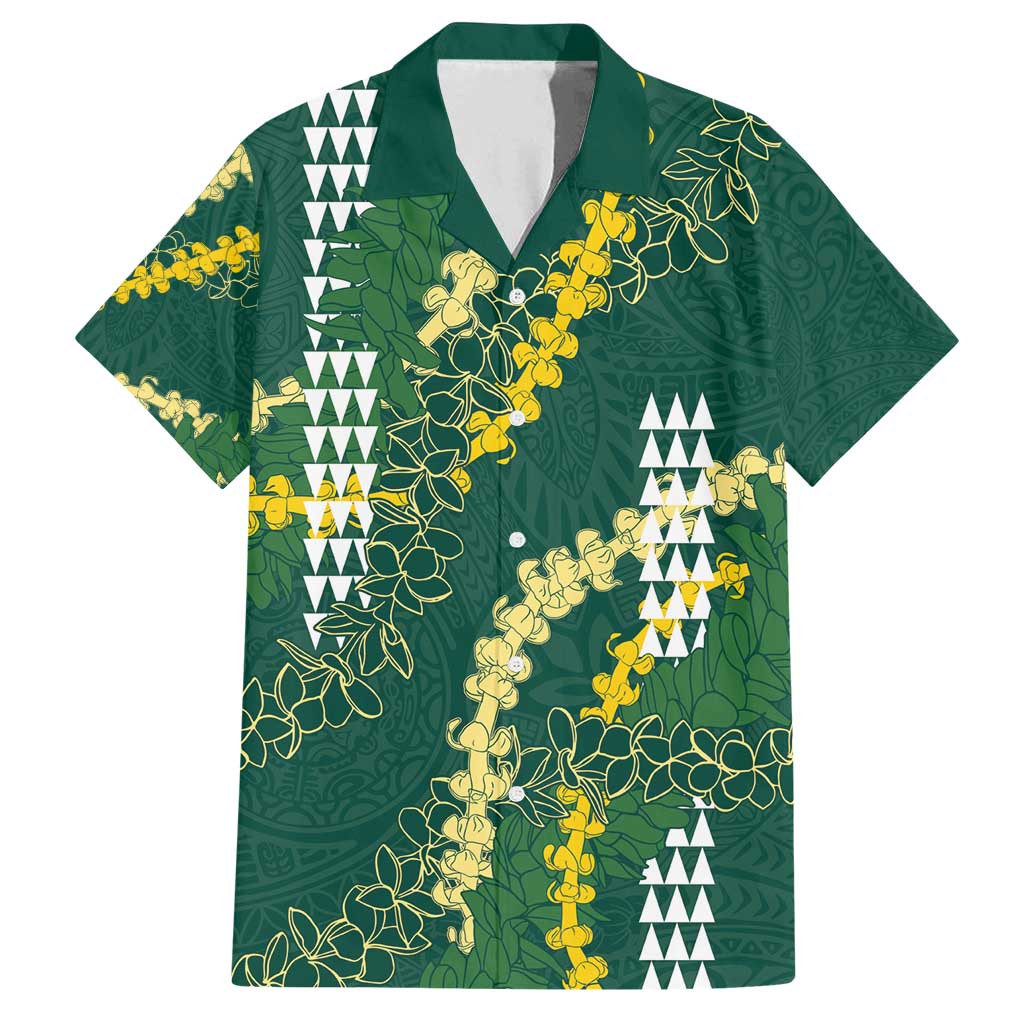 Hawaii Aloha Kakau Family Matching Long Sleeve Bodycon Dress and Hawaiian Shirt Green Puakenikeni and Maile Lei Twist LT7 Dad's Shirt - Short Sleeve Green - Polynesian Pride