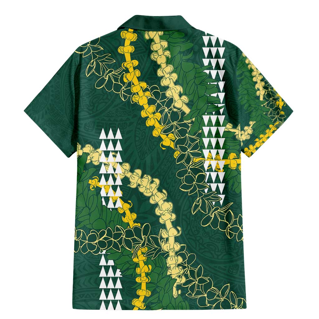 Hawaii Aloha Kakau Family Matching Mermaid Dress and Hawaiian Shirt Green Puakenikeni and Maile Lei Twist LT7 - Polynesian Pride