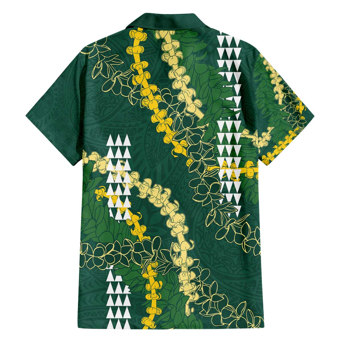 Hawaii Aloha Kakau Family Matching Off The Shoulder Long Sleeve Dress and Hawaiian Shirt Green Puakenikeni and Maile Lei Twist LT7 - Polynesian Pride