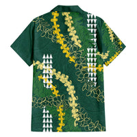 Hawaii Aloha Kakau Family Matching Summer Maxi Dress and Hawaiian Shirt Green Puakenikeni and Maile Lei Twist LT7 - Polynesian Pride
