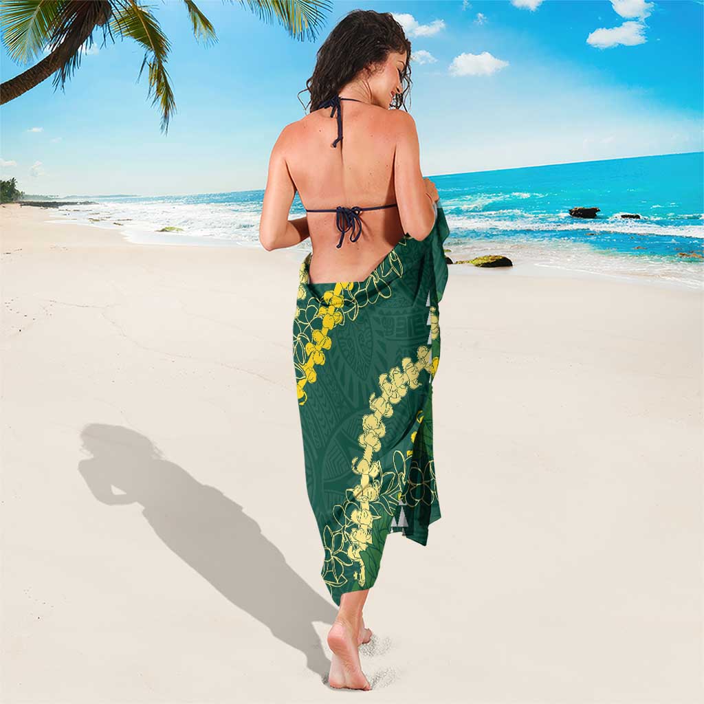 Hawaii Aloha Kakau Sarong Green Puakenikeni and Maile Lei Twist
