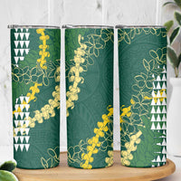 Hawaii Aloha Kakau Skinny Tumbler Green Puakenikeni and Maile Lei Twist LT7 - Polynesian Pride