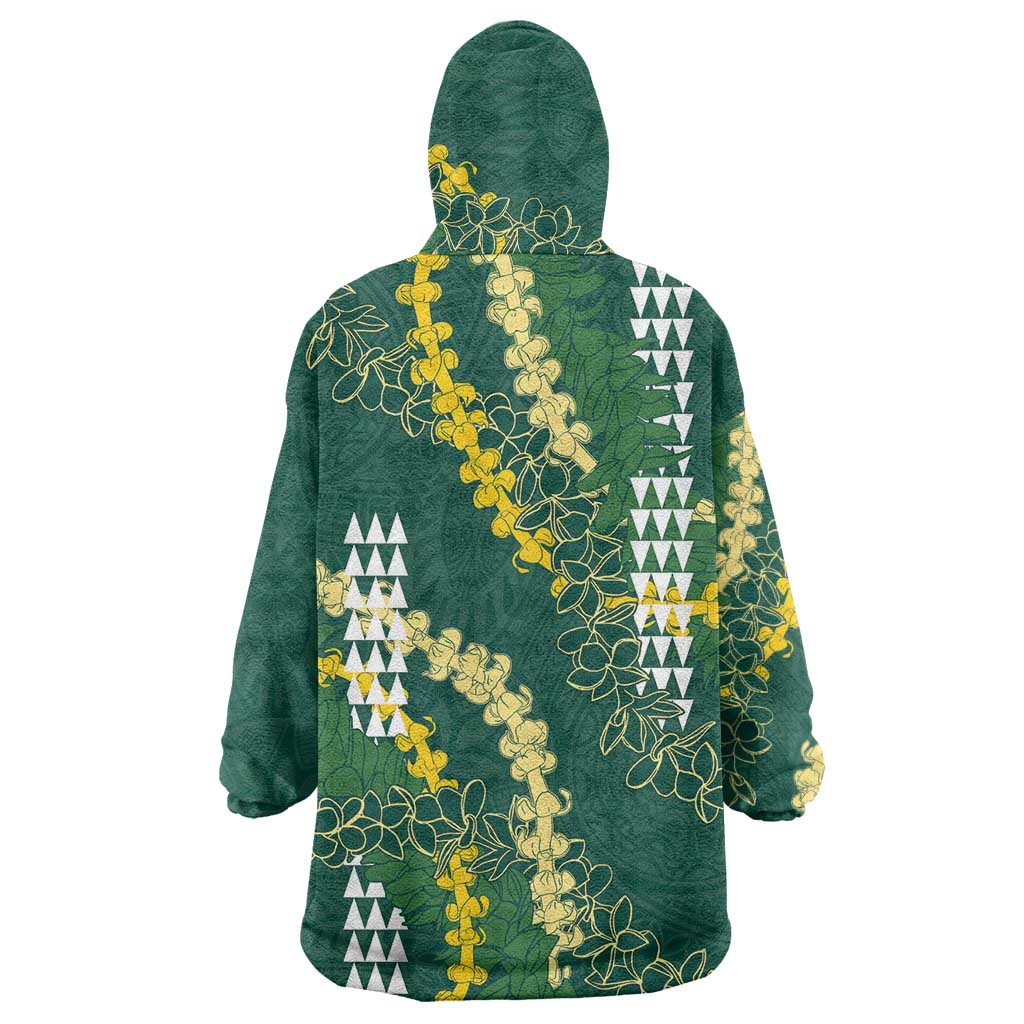 Hawaii Aloha Kakau Wearable Blanket Hoodie Green Puakenikeni and Maile Lei Twist LT7 - Polynesian Pride