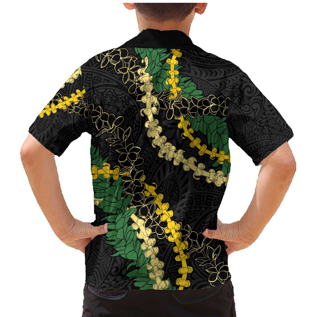 Hawaii Puakenikeni - Maile Lei Family Matching Mermaid Dress and Hawaiian Shirt Obsidian Black LT7 - Polynesian Pride