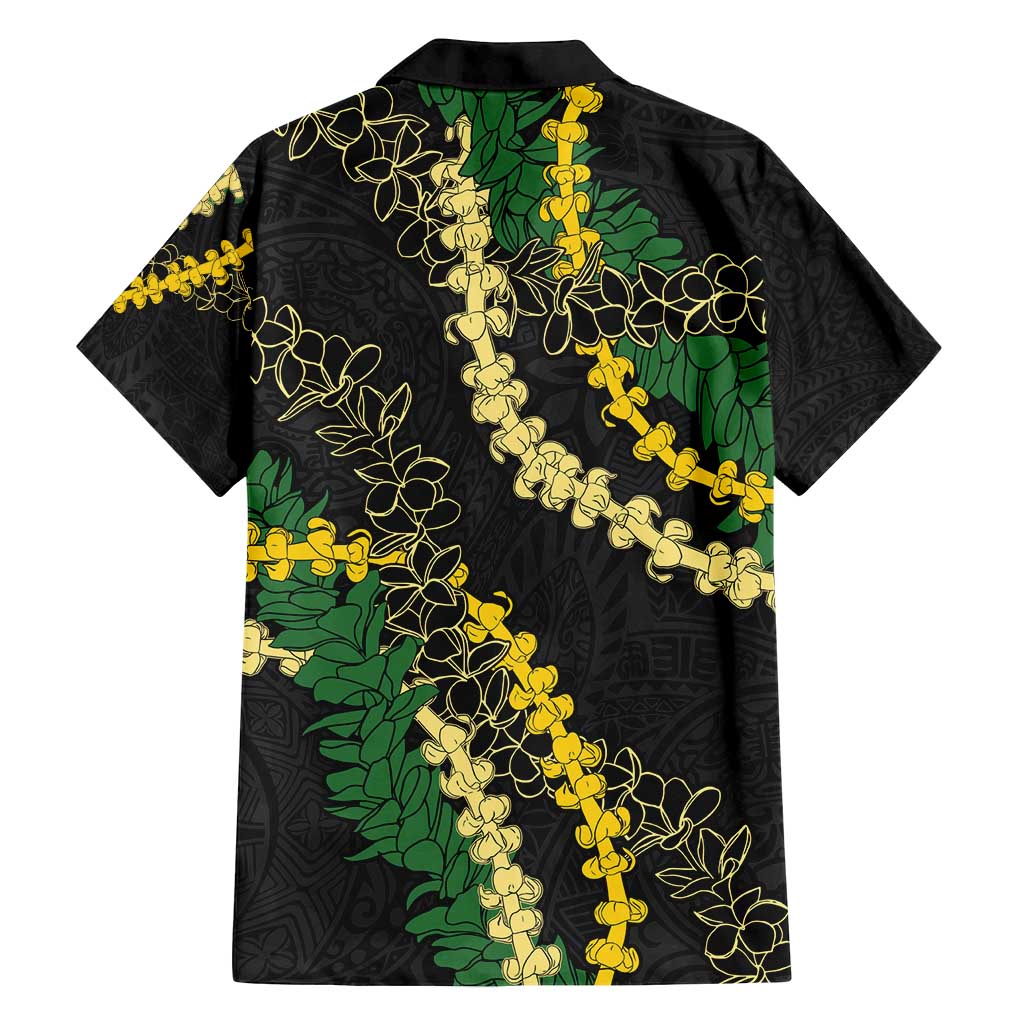 Hawaii Puakenikeni - Maile Lei Family Matching Off Shoulder Maxi Dress and Hawaiian Shirt Obsidian Black LT7 - Polynesian Pride
