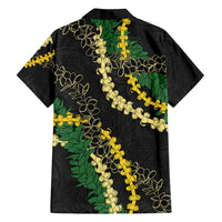 Hawaii Puakenikeni - Maile Lei Family Matching Off Shoulder Maxi Dress and Hawaiian Shirt Obsidian Black LT7 - Polynesian Pride