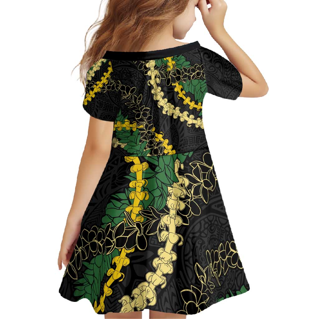 Hawaii Puakenikeni - Maile Lei Family Matching Summer Maxi Dress and Hawaiian Shirt Obsidian Black LT7 - Polynesian Pride