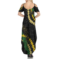 Hawaii Puakenikeni - Maile Lei Family Matching Summer Maxi Dress and Hawaiian Shirt Obsidian Black LT7 - Polynesian Pride