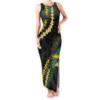 Hawaii Puakenikeni - Maile Lei Family Matching Tank Maxi Dress and Hawaiian Shirt Obsidian Black LT7 Mom's Dress Black - Polynesian Pride
