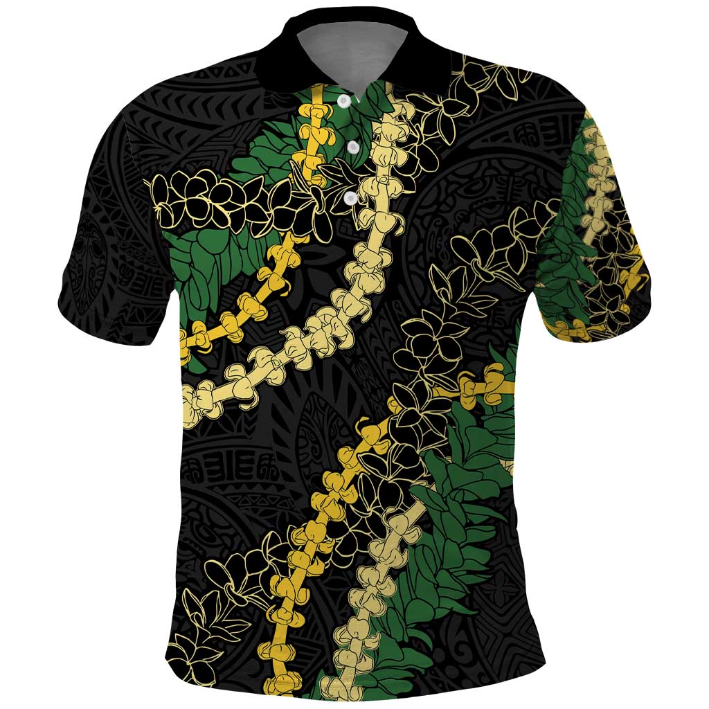 Hawaii Puakenikeni - Maile Lei Polo Shirt - Obsidian Black LT7 Black - Polynesian Pride