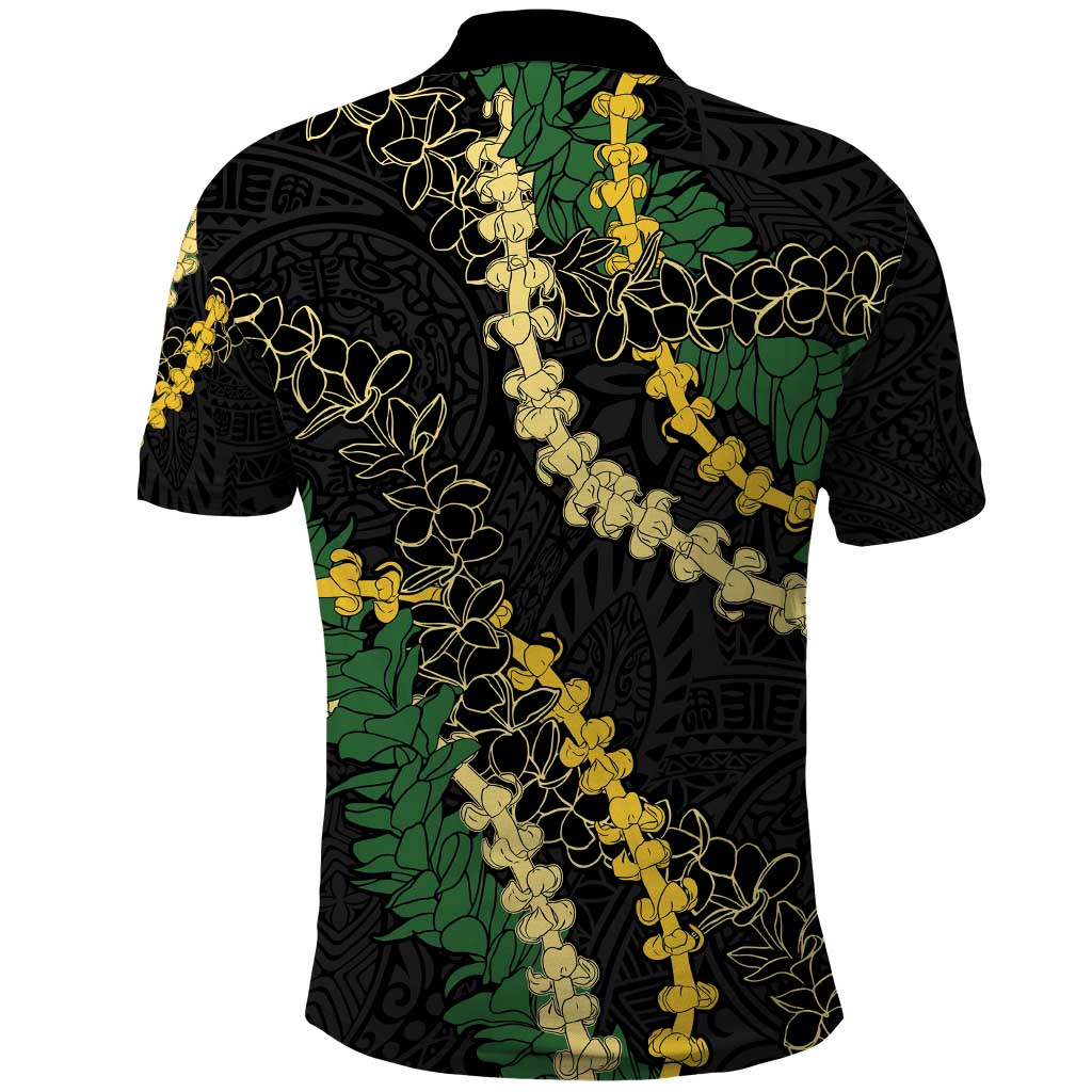 Hawaii Puakenikeni - Maile Lei Polo Shirt - Obsidian Black LT7 - Polynesian Pride