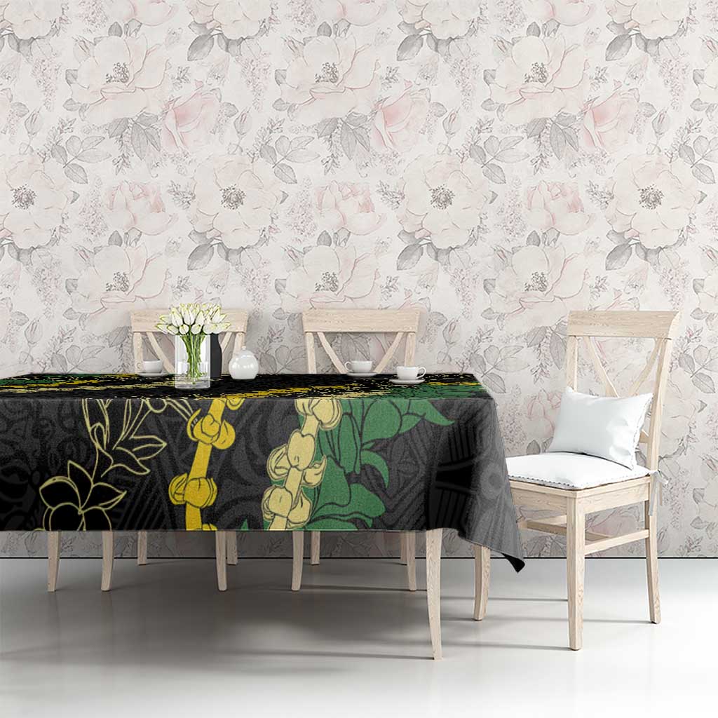 Hawaii Puakenikeni - Maile Lei Tablecloth Obsidian Black