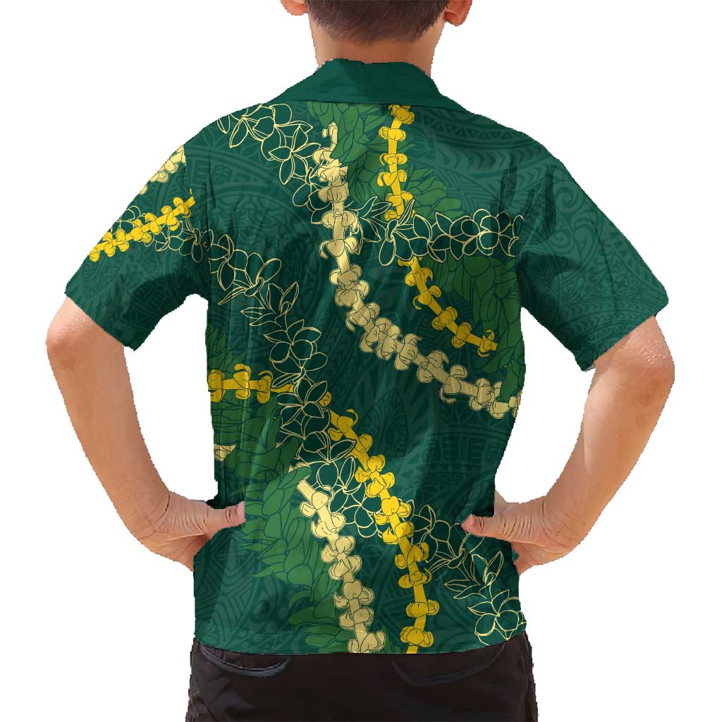 Hawaii Puakenikeni - Maile Lei Family Matching Long Sleeve Bodycon Dress and Hawaiian Shirt Sage Green LT7 - Polynesian Pride