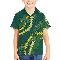 Hawaii Puakenikeni - Maile Lei Family Matching Off Shoulder Maxi Dress and Hawaiian Shirt Sage Green LT7 Son's Shirt Sage Green - Polynesian Pride