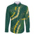 Hawaii Puakenikeni - Maile Lei Family Matching Off Shoulder Short Dress and Hawaiian Shirt Sage Green