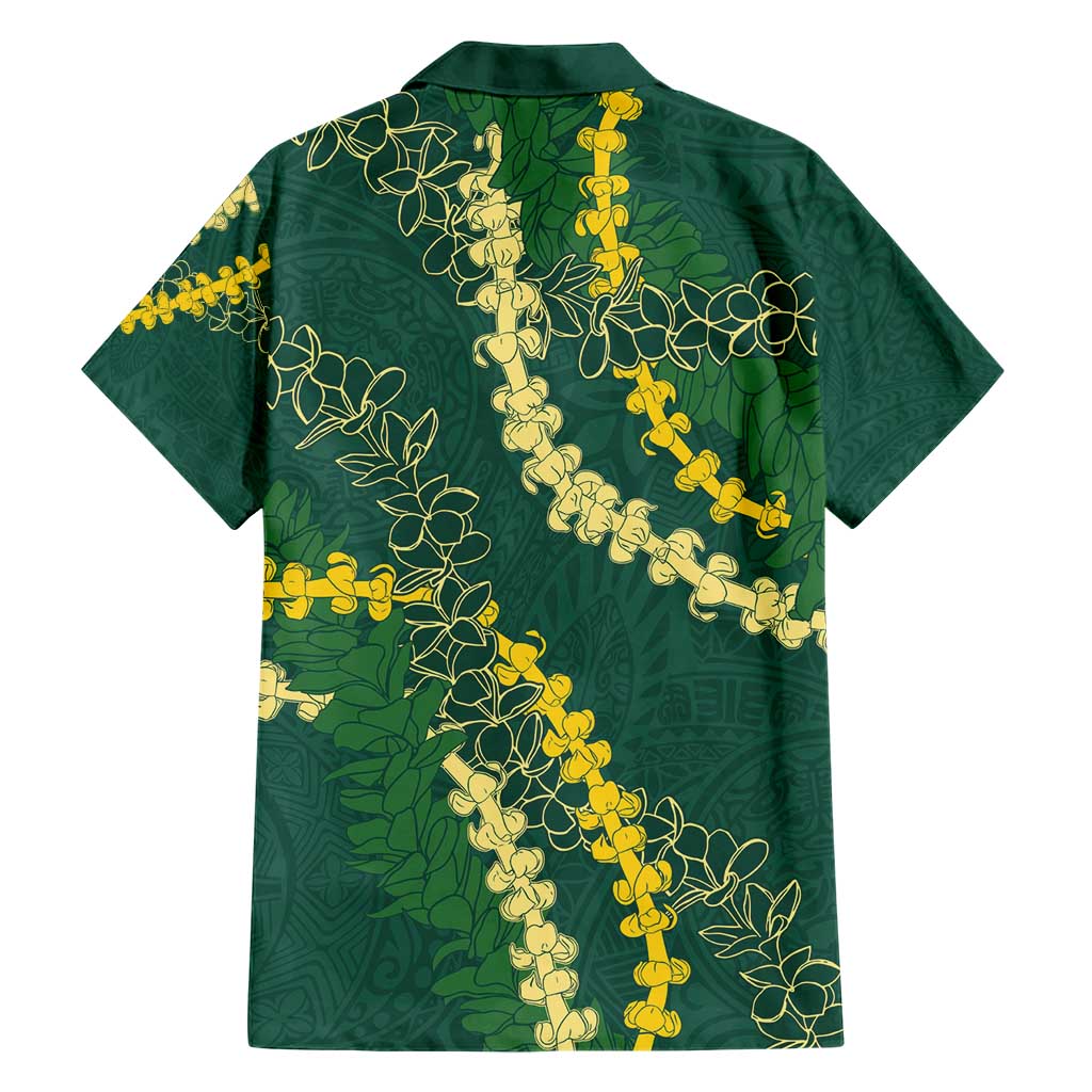 Hawaii Puakenikeni - Maile Lei Family Matching Short Sleeve Bodycon Dress and Hawaiian Shirt Sage Green LT7 - Polynesian Pride