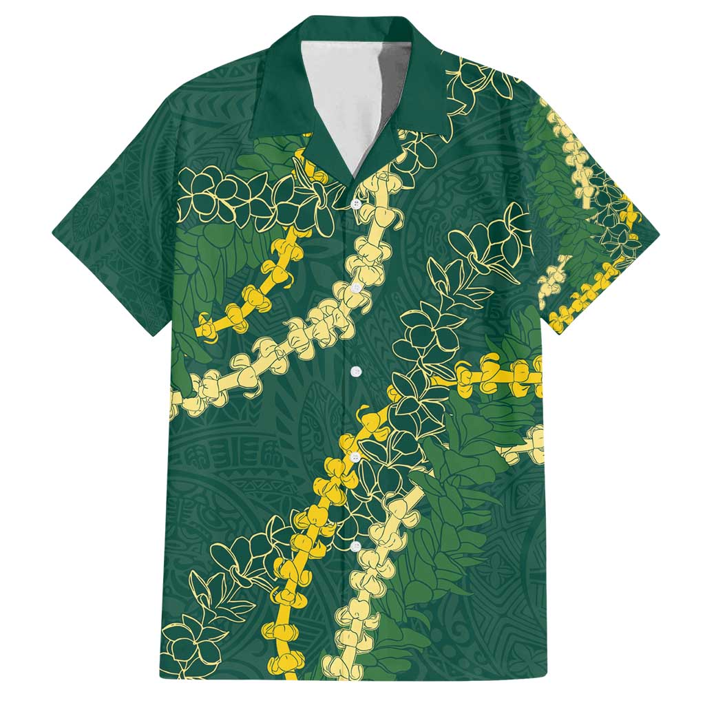 Hawaii Puakenikeni - Maile Lei Family Matching Summer Maxi Dress and Hawaiian Shirt Sage Green LT7 Dad's Shirt - Short Sleeve Sage Green - Polynesian Pride