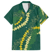 Hawaii Puakenikeni - Maile Lei Family Matching Summer Maxi Dress and Hawaiian Shirt Sage Green LT7 Dad's Shirt - Short Sleeve Sage Green - Polynesian Pride