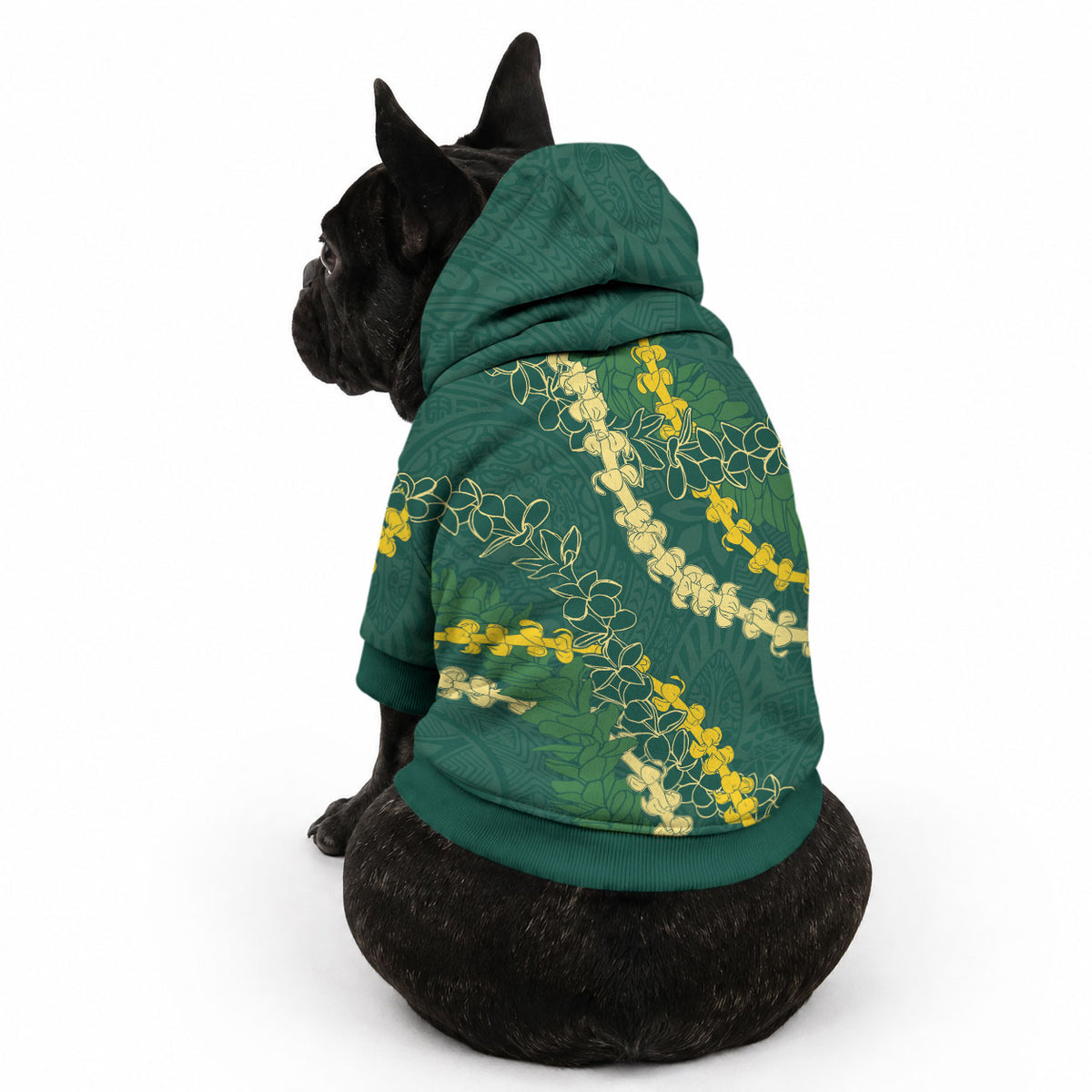 Hawaii Puakenikeni - Maile Lei Pet Hoodie Sage Green LT7 - Polynesian Pride