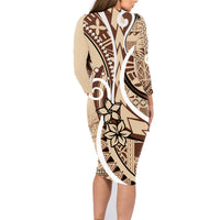 Samoa Siapo Classic Motif Family Matching Long Sleeve Bodycon Dress and Hawaiian Shirt Manuia le tutoatasi o Samoa Independence LT7 - Polynesian Pride