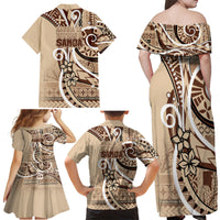 Samoa Siapo Classic Motif Family Matching Off Shoulder Maxi Dress and Hawaiian Shirt Manuia le tutoatasi o Samoa Independence LT7 - Polynesian Pride