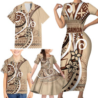 Samoa Siapo Classic Motif Family Matching Short Sleeve Bodycon Dress and Hawaiian Shirt Manuia le tutoatasi o Samoa Independence LT7 - Polynesian Pride
