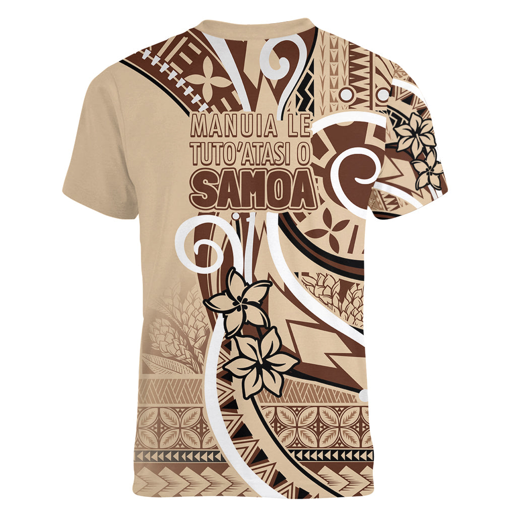 Samoa Siapo Classic Motif Women V-Neck T-Shirt Manuia le tuto’atasi o Samoa Independence