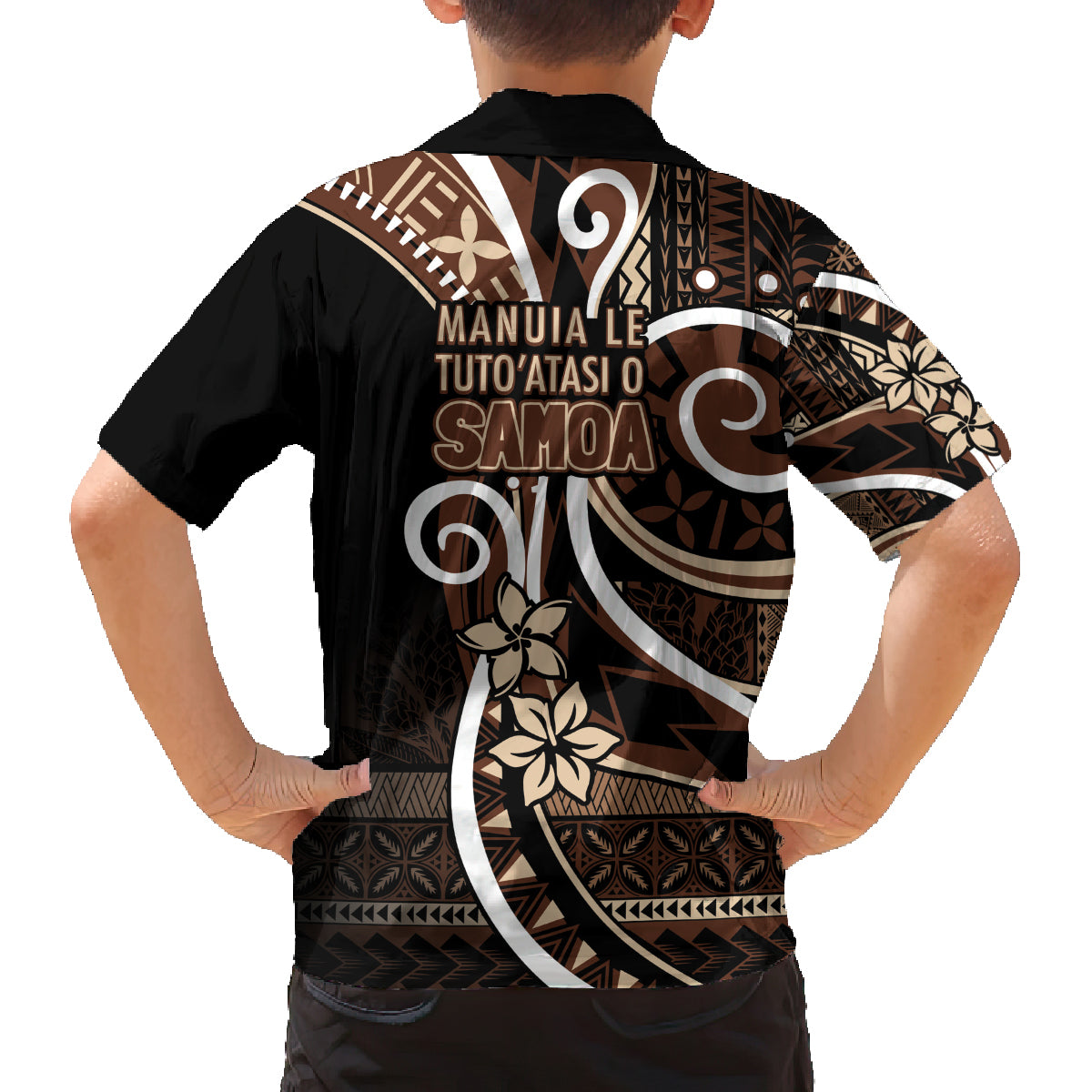 Samoa Siapo Classic Motif Family Matching Long Sleeve Bodycon Dress and Hawaiian Shirt Manuia le tutoatasi o Samoa Independence Black Style LT7 - Polynesian Pride