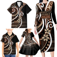Samoa Siapo Classic Motif Family Matching Long Sleeve Bodycon Dress and Hawaiian Shirt Manuia le tutoatasi o Samoa Independence Black Style LT7 - Polynesian Pride