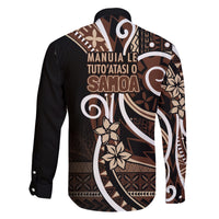 Samoa Siapo Classic Motif Family Matching Off Shoulder Maxi Dress and Hawaiian Shirt Manuia le tutoatasi o Samoa Independence Black Style LT7 - Polynesian Pride