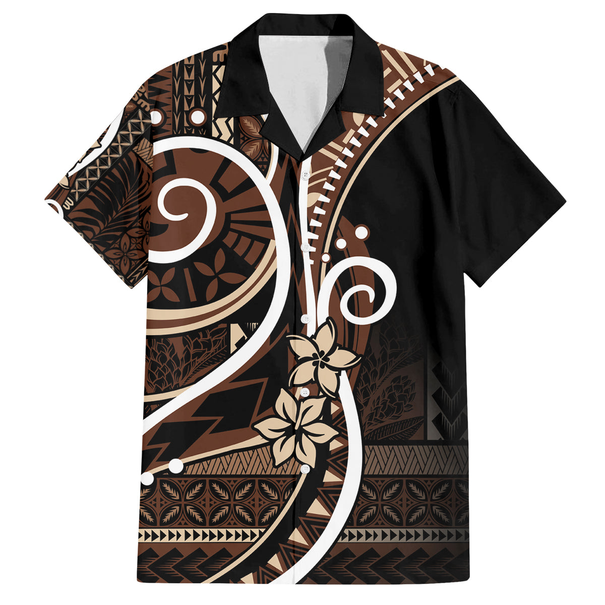 Samoa Siapo Classic Motif Family Matching Off Shoulder Short Dress and Hawaiian Shirt Manuia le tutoatasi o Samoa Independence Black Style LT7 Dad's Shirt - Short Sleeve Black - Polynesian Pride
