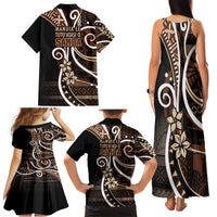 Samoa Siapo Classic Motif Family Matching Tank Maxi Dress and Hawaiian Shirt Manuia le tutoatasi o Samoa Independence Black Style LT7 - Polynesian Pride