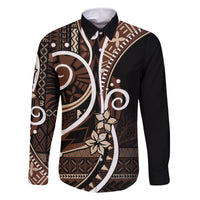 Samoa Siapo Classic Motif Family Matching Tank Maxi Dress and Hawaiian Shirt Manuia le tutoatasi o Samoa Independence Black Style LT7 Dad's Shirt - Long Sleeve Black - Polynesian Pride