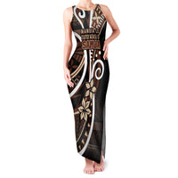 Samoa Siapo Classic Motif Family Matching Tank Maxi Dress and Hawaiian Shirt Manuia le tutoatasi o Samoa Independence Black Style LT7 Mom's Dress Black - Polynesian Pride