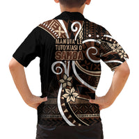 Samoa Siapo Classic Motif Kid Hawaiian Shirt Manuia le tuto’atasi o Samoa Independence Black Style