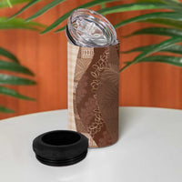 Polynesian Tribal Pattern Patchwork Picturesque 4 in 1 Can Cooler Tumbler Mocha
