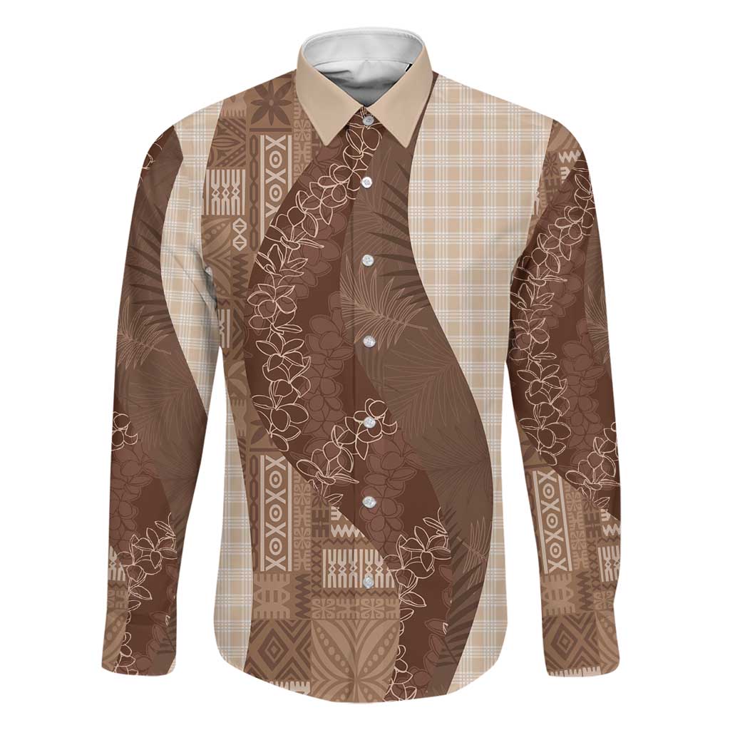 Polynesian Tribal Pattern Patchwork Picturesque Family Matching Mermaid Dress and Hawaiian Shirt Mocha
