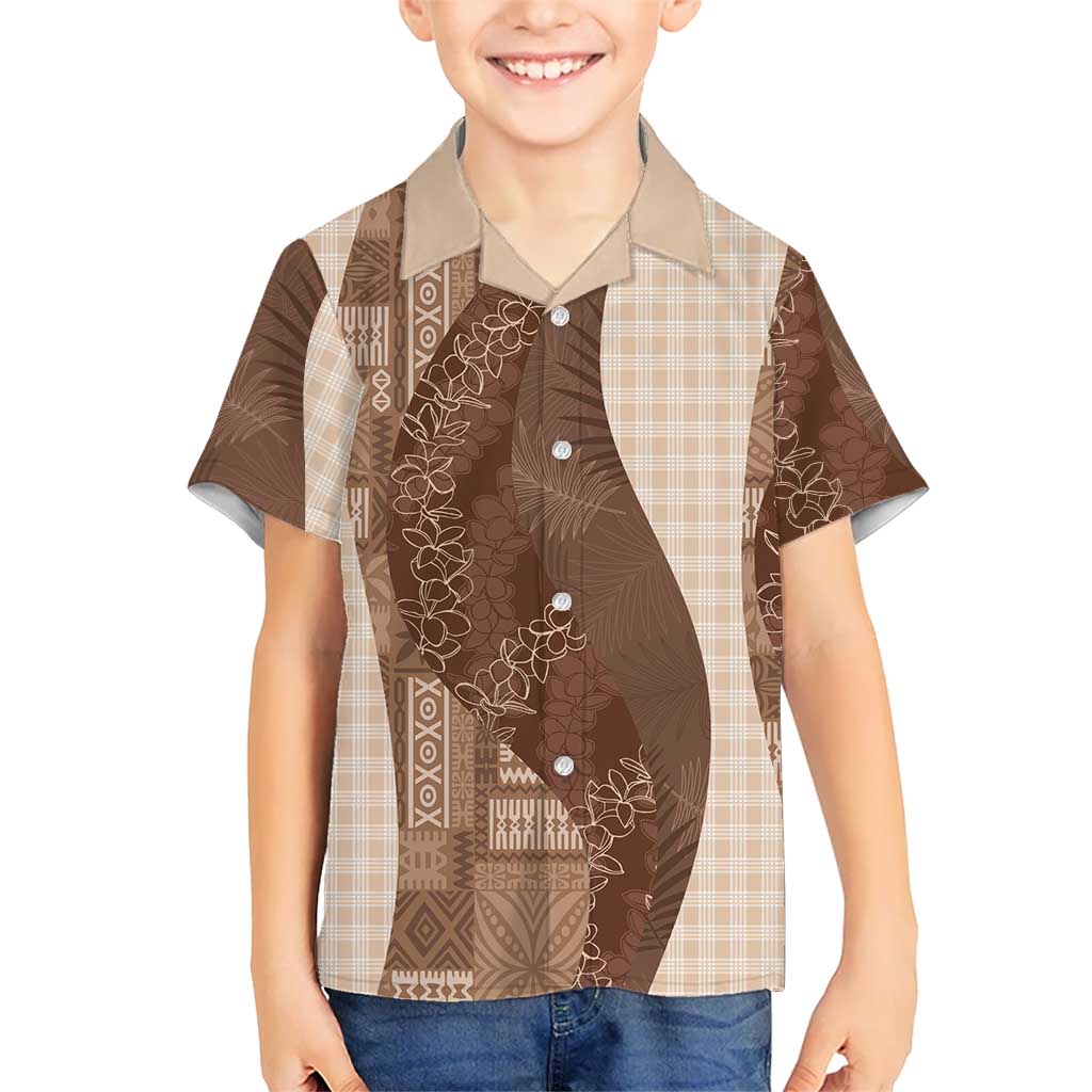Polynesian Tribal Pattern Patchwork Picturesque Family Matching Mermaid Dress and Hawaiian Shirt Mocha