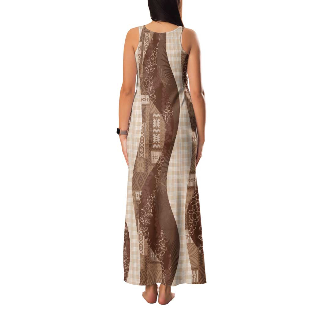 Polynesian Tribal Pattern Patchwork Picturesque Family Matching Tank Maxi Dress and Hawaiian Shirt Mocha LT7 - Polynesian Pride