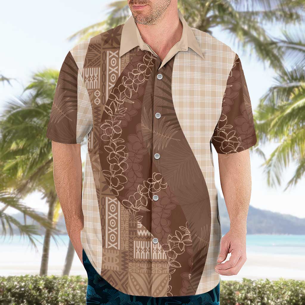 Polynesian Tribal Pattern Patchwork Picturesque Hawaiian Shirt Mocha