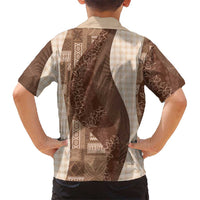 Polynesian Tribal Pattern Patchwork Picturesque Hawaiian Shirt Mocha